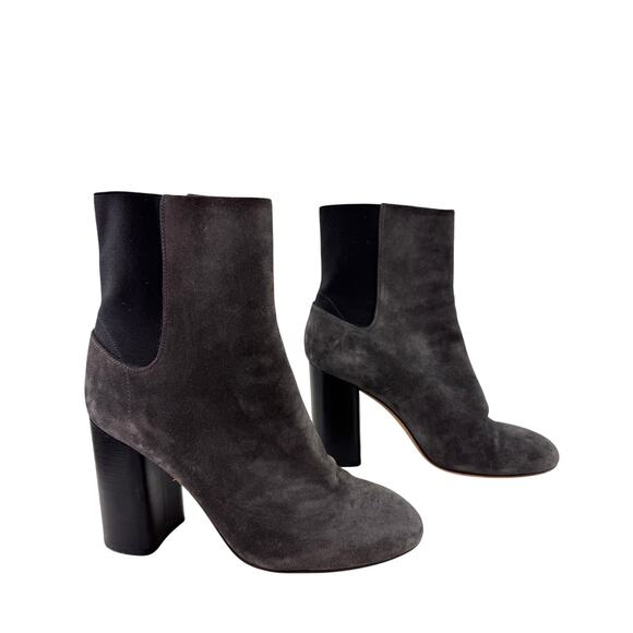 Rag & Bone Agnes Booties 38 Gray Suede Elastic Block Heel Pull On Ankle Boot - Picture 1 of 5